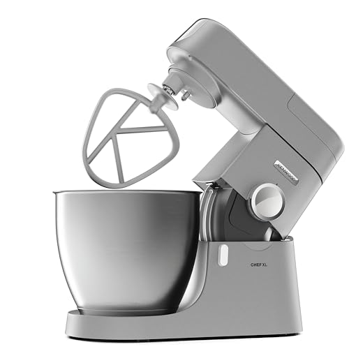 Kenwood kvl4100s impastatrice planetaria chef xl con ciotola da 6,7l, 3 ganci di miscelazione, personalizzabile con oltre 25 accessori opzionali acquistabili separatamente, potenza 1200w, silver