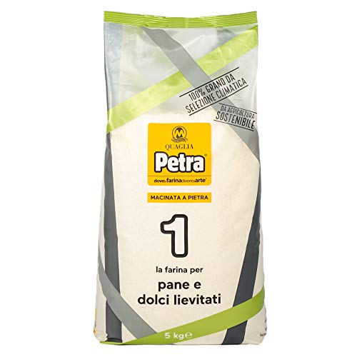 Petra n. 1 - farina bianca di grano tenero di tipo 1, per pane, dolci, pasta, pizza; macinata a pietra. Pacco da 5kg.